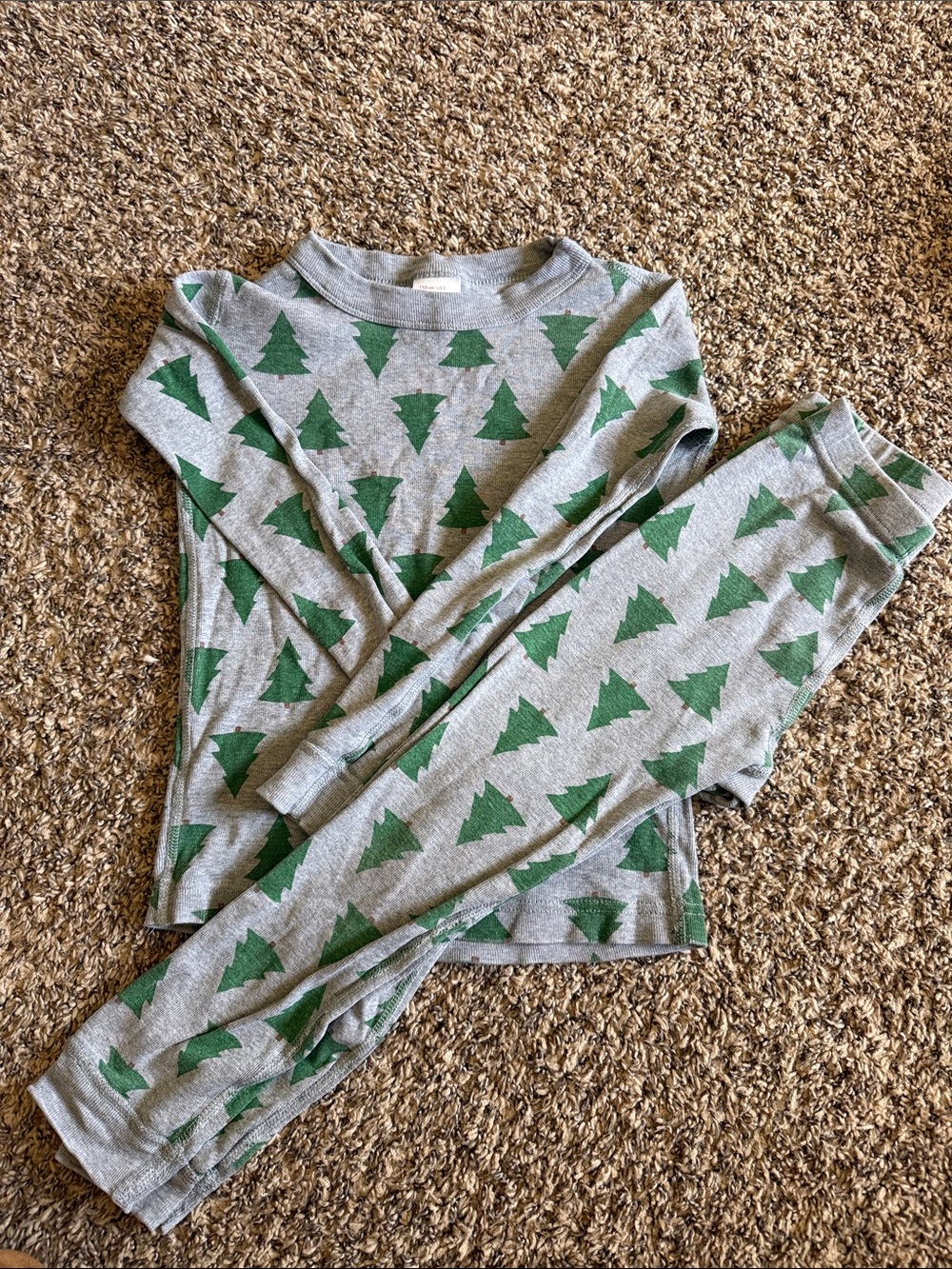 Hanna Andersson Gray Pajama Set with Green Tree Print